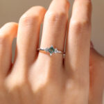 Yellow Gold Green Moss Agate Engagement Ring