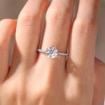 1 Ct Diamond Ring Graduated 6-Prong Round Cut Lab Diamond Ring in White Gold