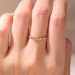 Yellow Gold Diamond Curved Wedding Band Stacked Wedding Rings