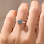 Rose Gold Vintage Engagement Rings Oval Cut Moss Agate Ring