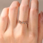 Yellow Gold Marquise Cut Moss Agate Wedding Ring Solid Gold Women’s Curved Wedding Band