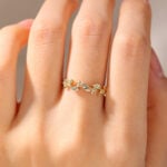 Blue Green Sapphire Rose Gold Ring Nature Inspired Wedding Ring