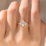 1ct Marquise Moissanite Ring​ Unique Moissanite Gold Bridal Ring