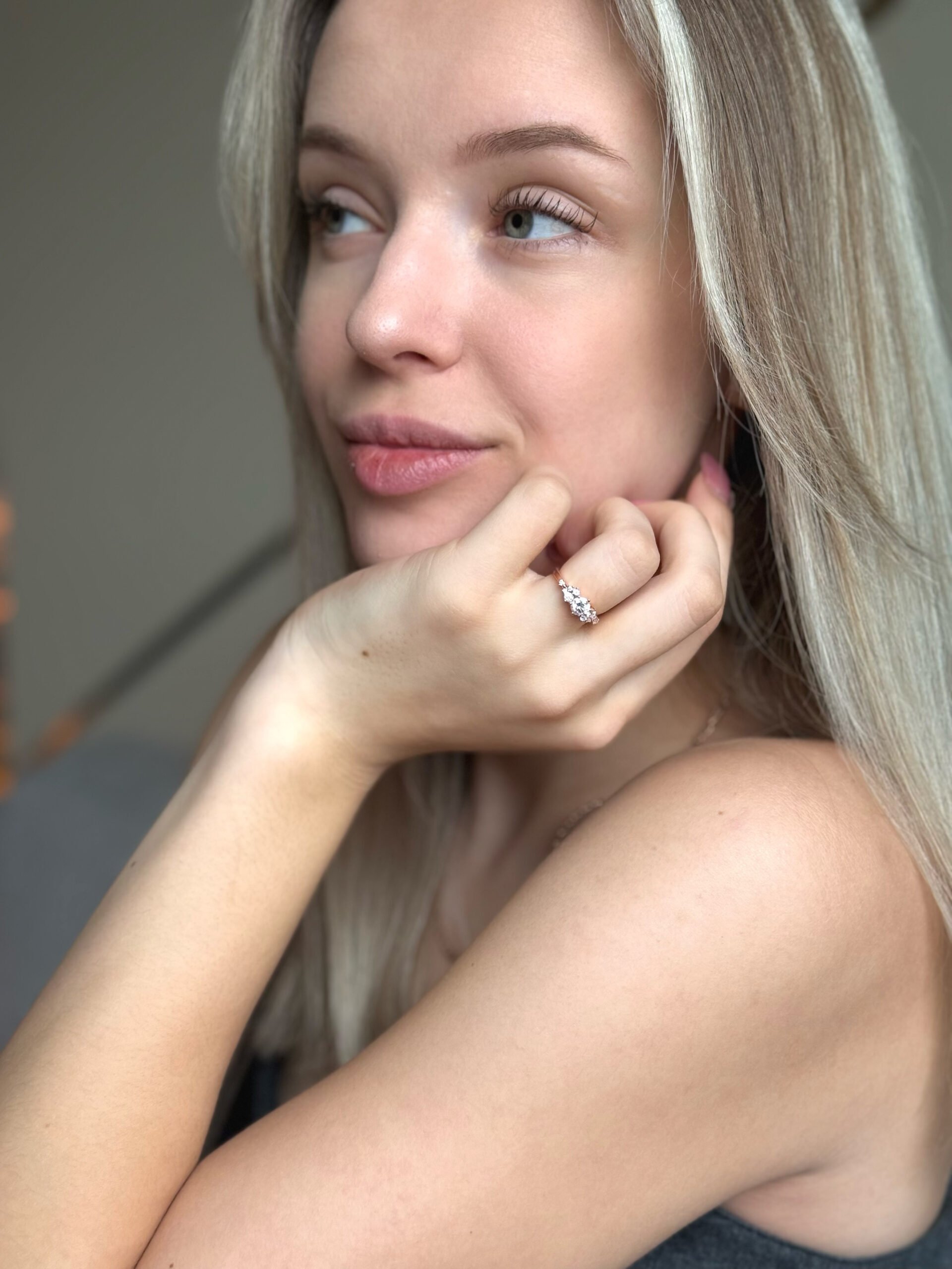 Rose gold moissanite ring