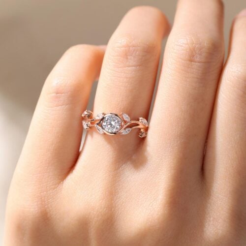 Diamond Lab Rings Round Gold Engagement Rings Nature Inspired Rings