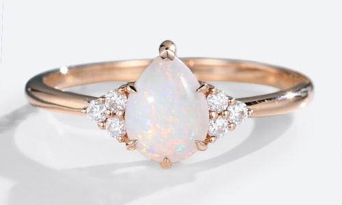 14K Rose Gold Pear Shaped Opal Engagement Ring for Women Simple Engagement Rings (1)