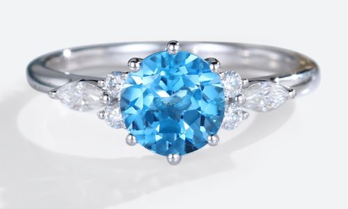 14K White Gold Unique Topaz Engagement Ring Bridal Anniversary Ring (1)