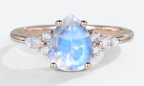 14k Rose Gold Moonstone Ring Pear Shaped Moonstone Engagement Ring (1)