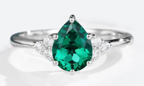 14k White Gold Pear Shaped Emerald Engagement Rings Simple Engagement Rings (1)