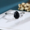 LisaJewelryUS Pear Shaped Black Onyx White Gold Engagement Ring