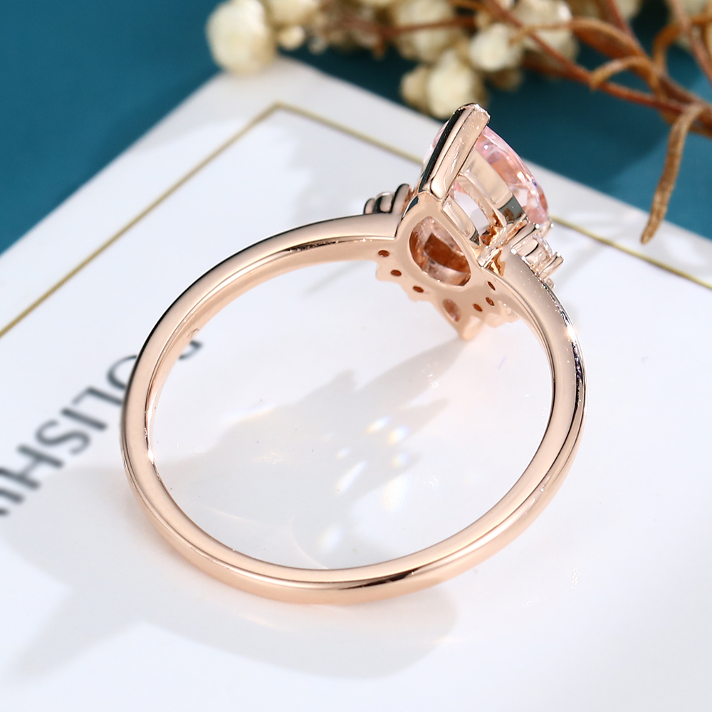 LisaJewelryUS Pear Shaped Morganite Rose Gold