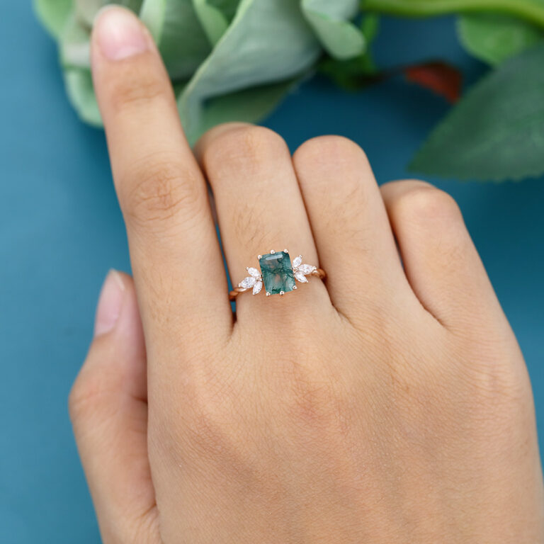 Rose Gold Emerald Cut Lab Diamond Pendant Solitaire Necklace