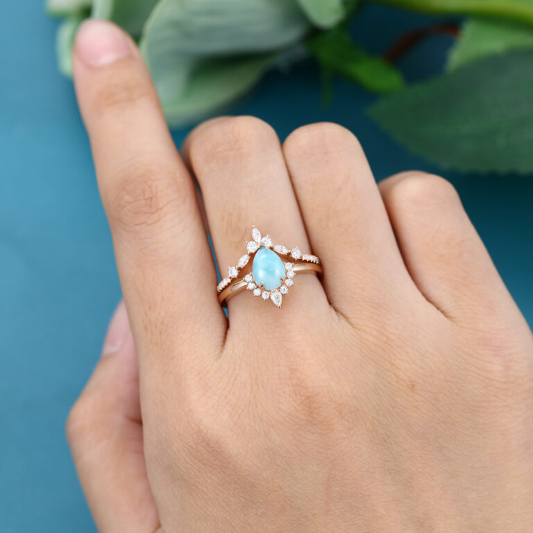 White Gold Bezel Moss Agate Ring Solitaire Simple Engagement Ring