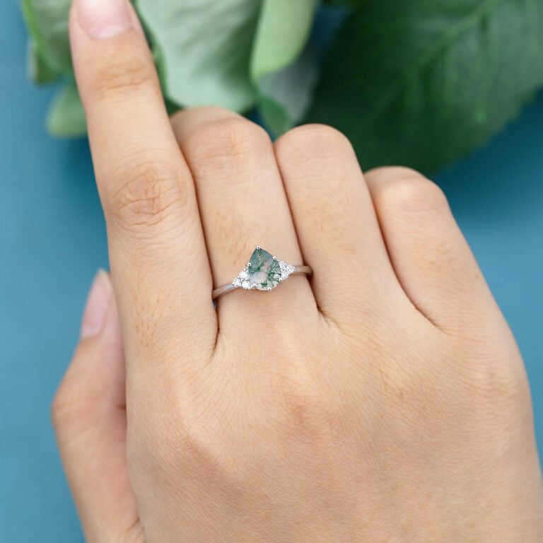 White Gold Unique Akoya Pearl Engagement Ring LisaJewelryUS