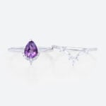 Amethyst and Diamond Ring Set White Gold Pear Shaped Engagement Ring