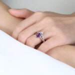 Amethyst and Diamond Ring Set White Gold Pear Shaped Engagement Ring