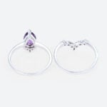 Amethyst and Diamond Ring Set White Gold Pear Shaped Engagement Ring