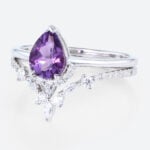Amethyst and Diamond Ring Set White Gold Pear Shaped Engagement Ring