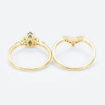 Rose Gold Marquise Moss Agate Ring With Marquise Moissanite Curved Wedding Band Set (6)