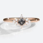 Rose Gold Vintage Engagement Rings for Women Black Rutilated Quartz Rings