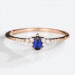 Rose Gold 0.2ct Lab Sapphire Ring Pear Shaped Simple Engagement Ring