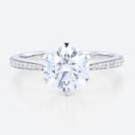 1.5 Ct Diamond Ring Graduated 6-Prong Round Cut Lab Diamond Ring in White Gold