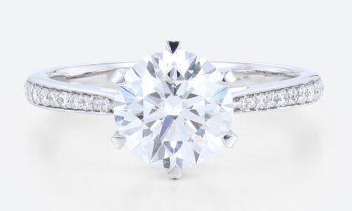 1.5 Ct Diamond Ring Graduated 6-Prong Round Cut Lab Diamond Ring in White Gold