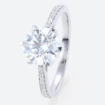 1 Ct Diamond Ring Graduated 6-Prong Round Cut Lab Diamond Ring in White Gold