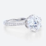 1 Ct Diamond Ring Graduated 6-Prong Round Cut Lab Diamond Ring in White Gold