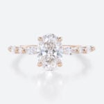 Rose Gold Oval Cut 1.5CT Lab Grown Diamond Half Eternity Engagement Ring