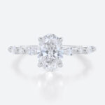 White Gold Oval Cut 1.5CT Lab Grown Diamond Half Eternity Engagement Ring