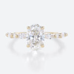 Yellow Gold Oval Cut 1.5CT Lab Grown Diamond Half Eternity Engagement Ring