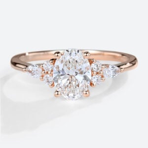 Rose Gold Oval Lab Grown Diamond Rings​ 1.5ct Vintage 4-Prong Engagement Ring