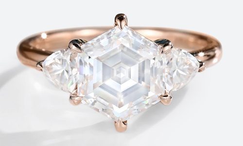 10K Rose Gold Hexagon Cut 2.5 CT Lab Grown Diamond Engagement Ring (1)