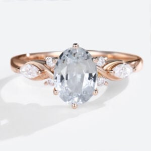 Oval Cut White Sapphire Rings Vintage Unique Gemstone Engagement Rings​