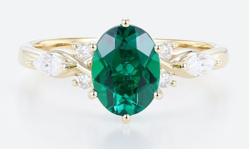 14k Rose Gold Engagement Rings Oval Emerald Engagement Rings Vintage Emerald Rings (1)
