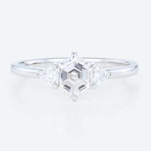 Three Stone Engagement Ring 1.5ct 6 Claw Prong Lab Diamond Ring