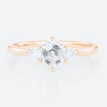 Three Stone Engagement Ring 1.5ct 6 Claw Prong Lab Diamond Ring