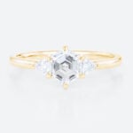 Three Stone Engagement Ring 1.5ct 6 Claw Prong Lab Diamond Ring