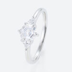 Three Stone Engagement Ring 1.5ct 6 Claw Prong Lab Diamond Ring