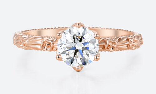 1ct Lab Grown Diamond Rose Gold Vintage Engagement Ring