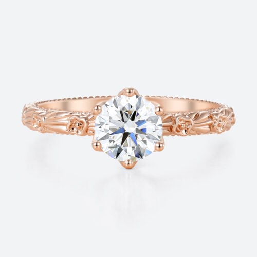 1ct Lab Grown Diamond Rose Gold Vintage Engagement Ring