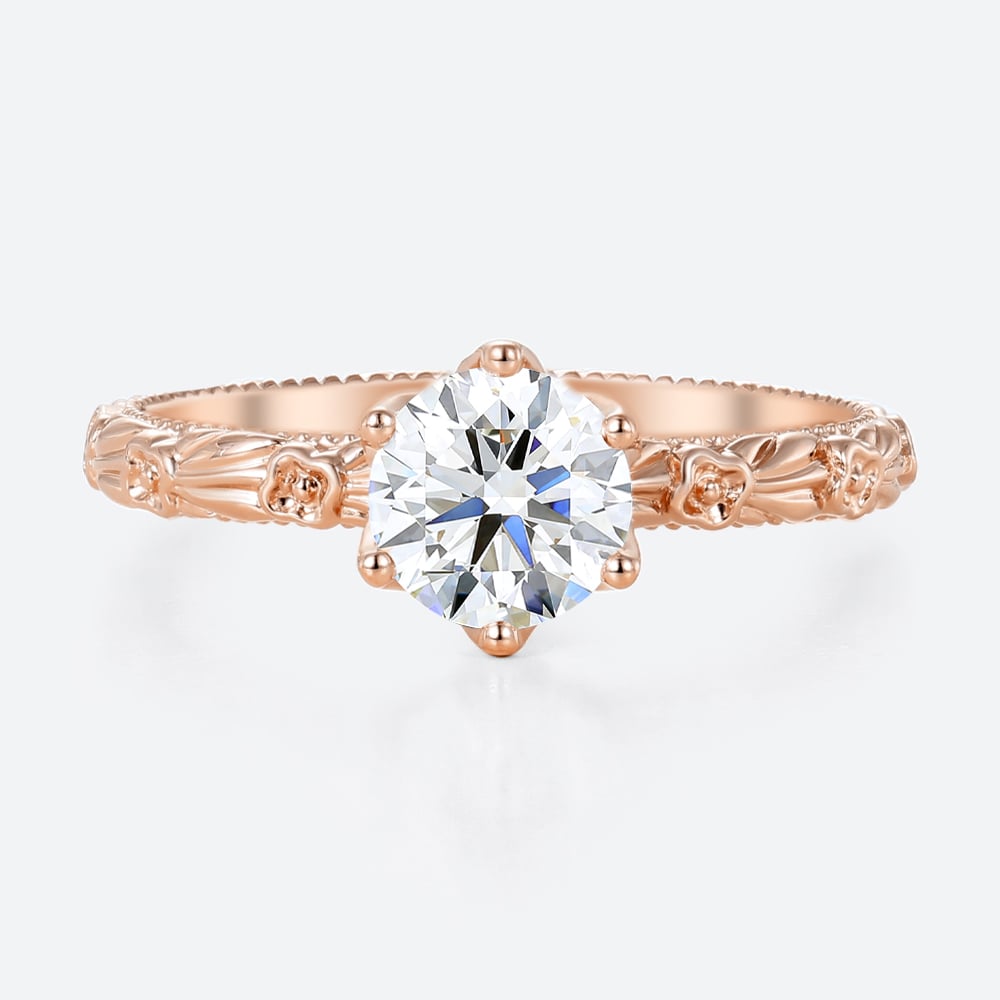 1ct Lab Grown Diamond Rose Gold Vintage Engagement Ring