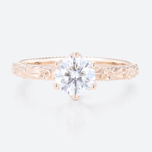 1ct Lab Grown Diamond Rose Gold Vintage Engagement Ring