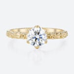 1ct Lab Grown Diamond Yellow Gold Vintage Engagement Ring