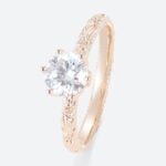 1ct Colorless VS+ Round Cut Lab Grown Diamond Floral-Engraved 6-Prong Engagement Ring (3)