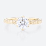1ct Lab Grown Diamond Yellow Gold Vintage Engagement Ring