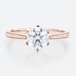 1 Ct Diamond Ring Graduated 6-Prong Round Cut Lab Diamond Ring in Rose Gold