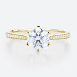 1 Ct Diamond Ring Graduated 6-Prong Round Cut Lab Diamond Ring in Yellow Gold