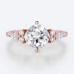 Cushion Cut Lab Diamond Engagement Ring 1.5ct Cluster 4-Prong Ring in Rose Gold